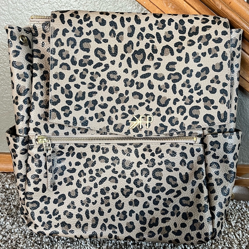 Leopard Print Backpack with Gold Accents